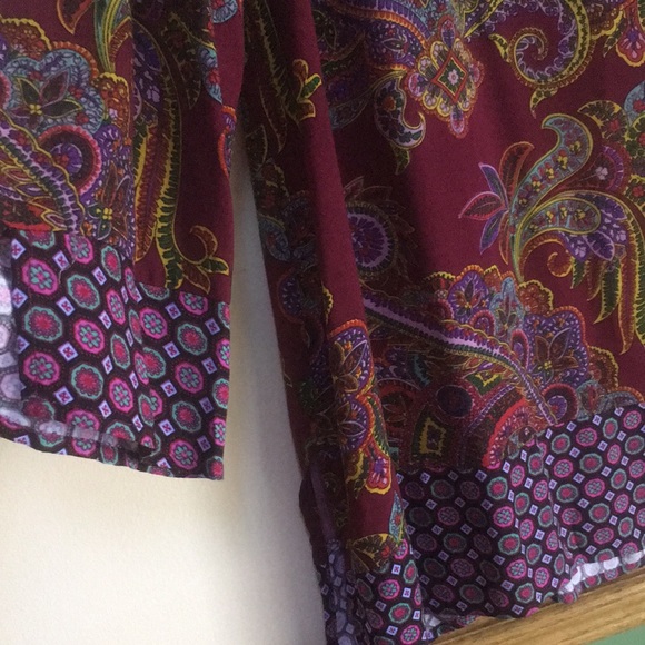 Olive Hill Mixed Print Purple Paisley Relaxed Tunic Top size Medium - Picture 7 of 15